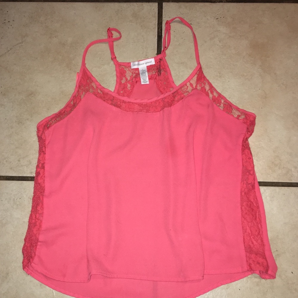 Lace accent tank top, adjustable straps!